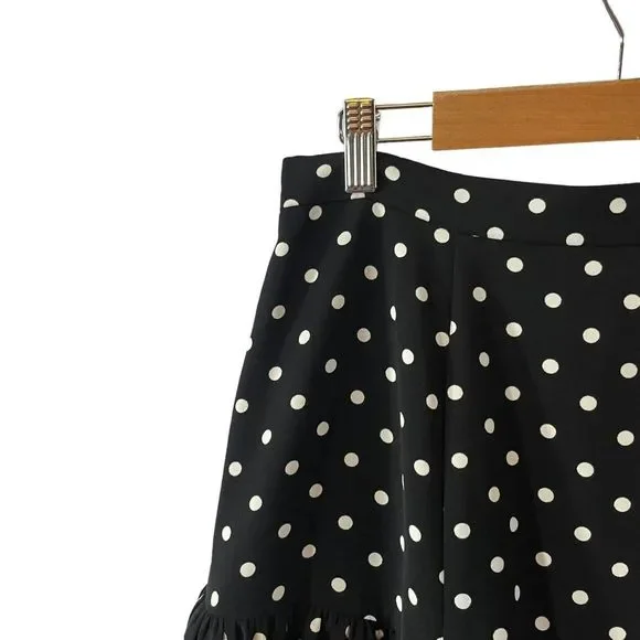 Cinq A Sept Rowena Black White Polka Dot Ruffle Tiered Midi Skirt Size 8 - Picture 7 of 9